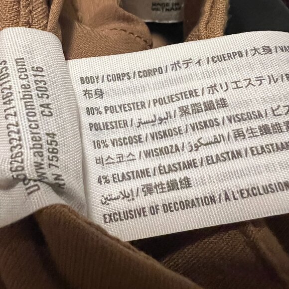 Abercrombie & Fitch Women’s Crossover Waist Tailored Relaxed Pant, Camel Brown - Picture 6 of 6